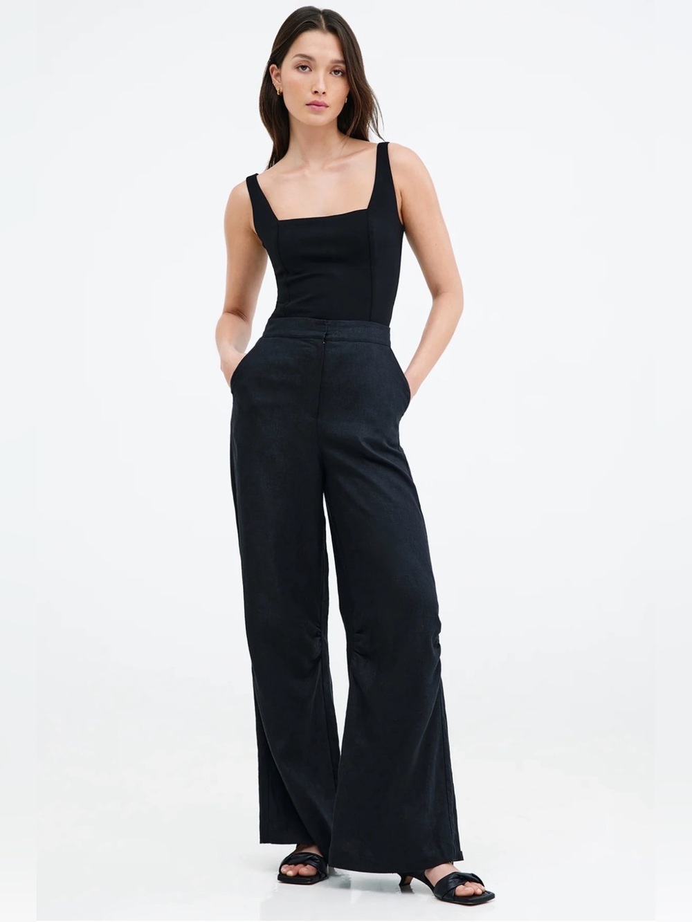 Marcella Runa Linen Blend Pant European Linen Blend Wide Leg Pants